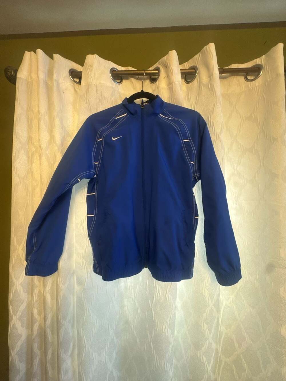 Nike Dri-Fit Vintage Y2K Blue Full Zip Track Jacket with White Contrast Piping - Picture 1 of 2